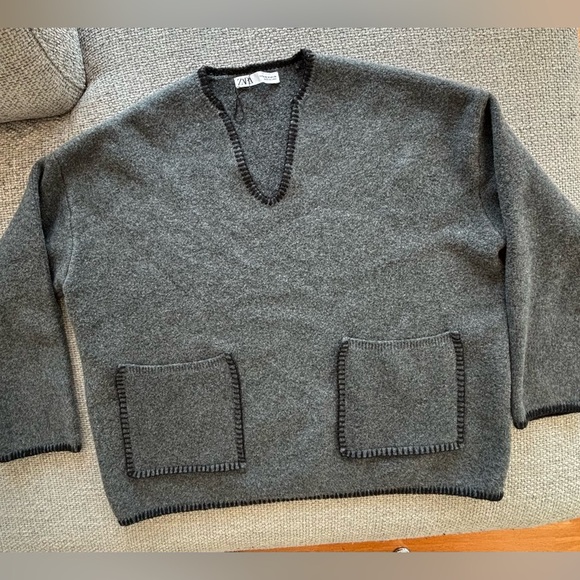 Zara Studio Oversized Grey Pocket Sweater – Size M brand new no tag - Picture 5 of 16